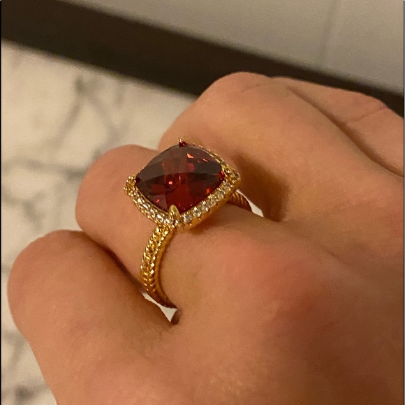 Lab created Ruby & 18k goldplated cushion cut NWT - Picture 9 of 11